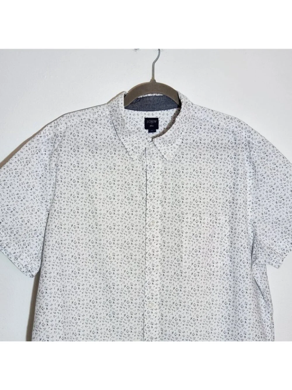 J. Crew White and Navy Print Button Down Shirt Size XL
